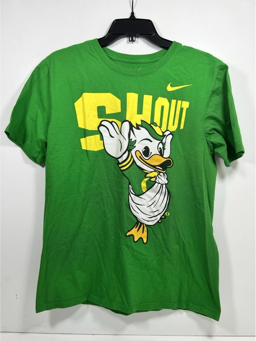 Nike Oregon Ducks Puddles Shout Graphic T-Shirt Green Mens Sz M Athletic Cut